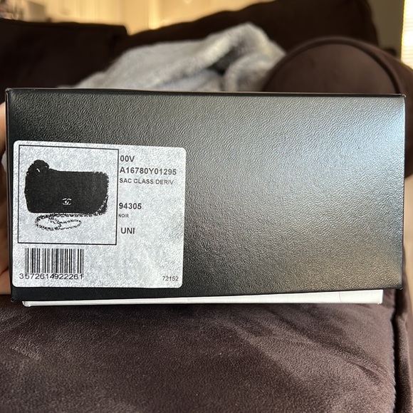 authentic CHANEL Lambskin Quilted Mini Rectangular Flap in Black - Picture 5 of 14